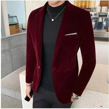 Golden Velvet High Suit Jaet Men's Casual Tailored Coat Long Sve Stand Collar Double Button Ba Split Spring Faion
Golden Velvet High Suit Jaet Men's Casual Tailored Coat Long Sve Stand Collar Double Button Ba Split Spring Faion