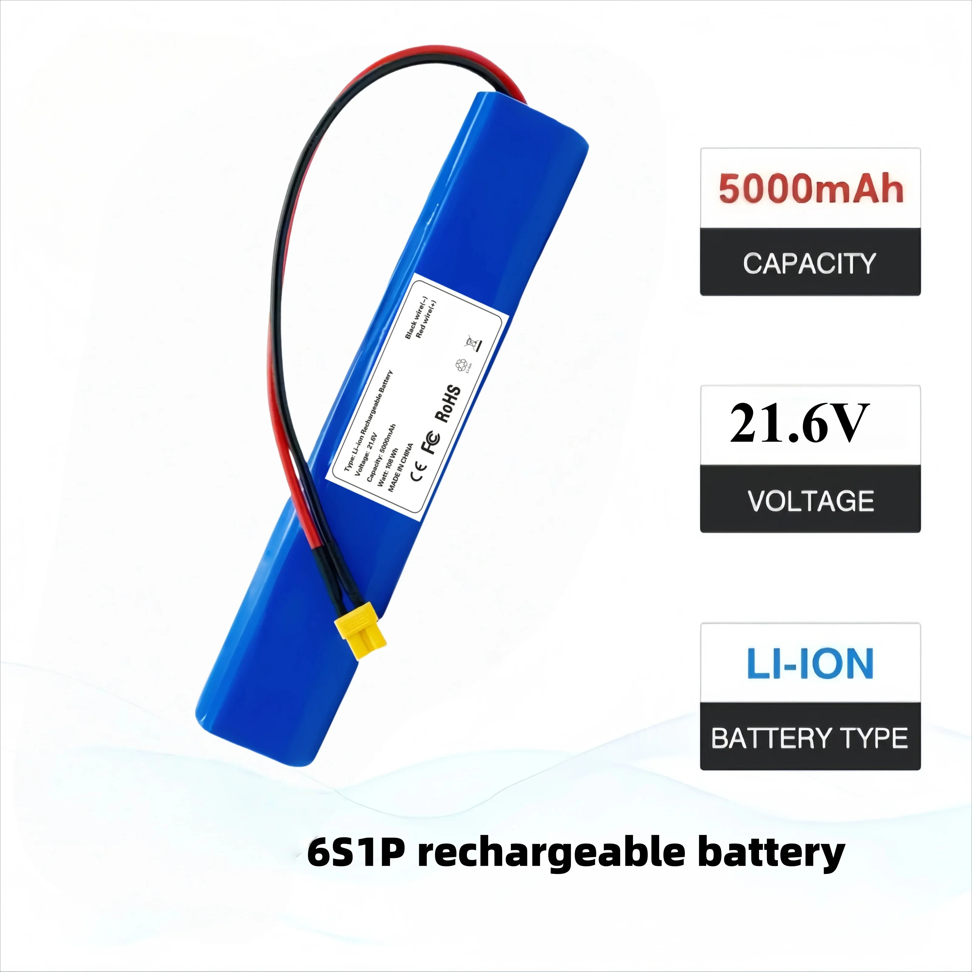 6S1P 21.6V 5000mAh High-Capacity Rechargeable Li-ion Battery – Long Lasting Power Supply,for Power Tools & Garden Equipment
6S1P 21.6V 5000mAh High-Capacity Rechargeable Li-ion Battery – Long Lasting Power Supply,for Power Tools & Garden Equipment