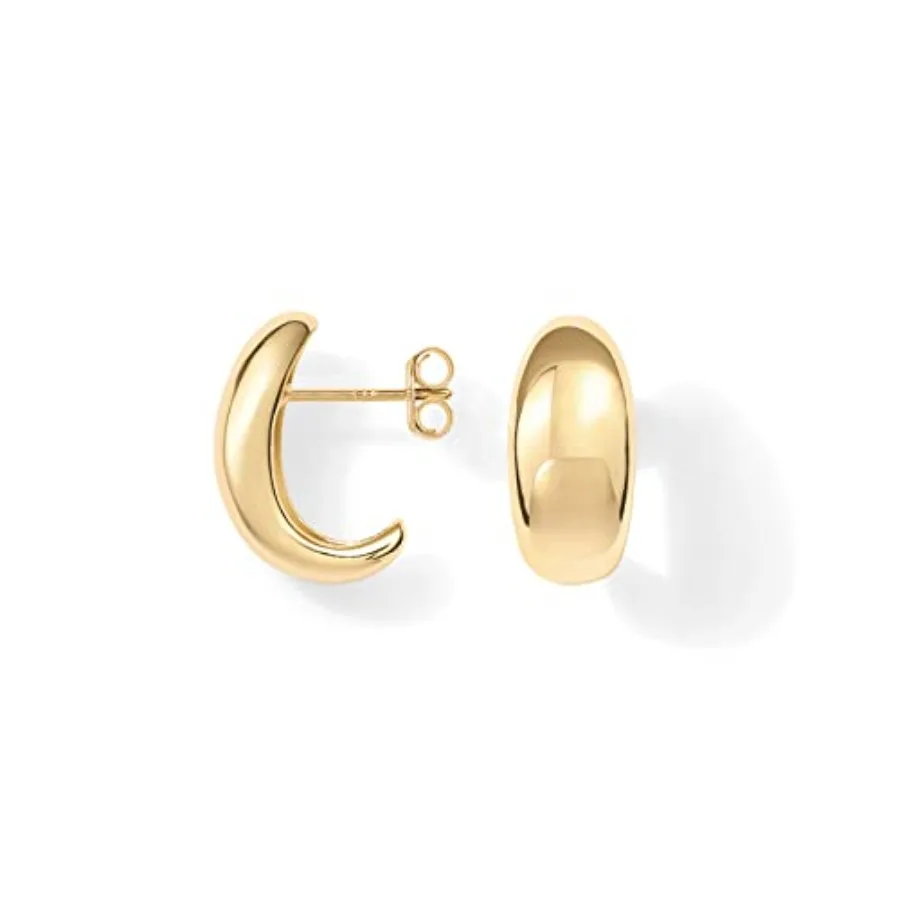 14K Gold Plated 925 Sterling Silver Post Huggie Earrings Gold Dome Huggie Hoop Earrings for Women
14K Gold Plated 925 Sterling Silver Post Huggie Earrings Gold Dome Huggie Hoop Earrings for Women