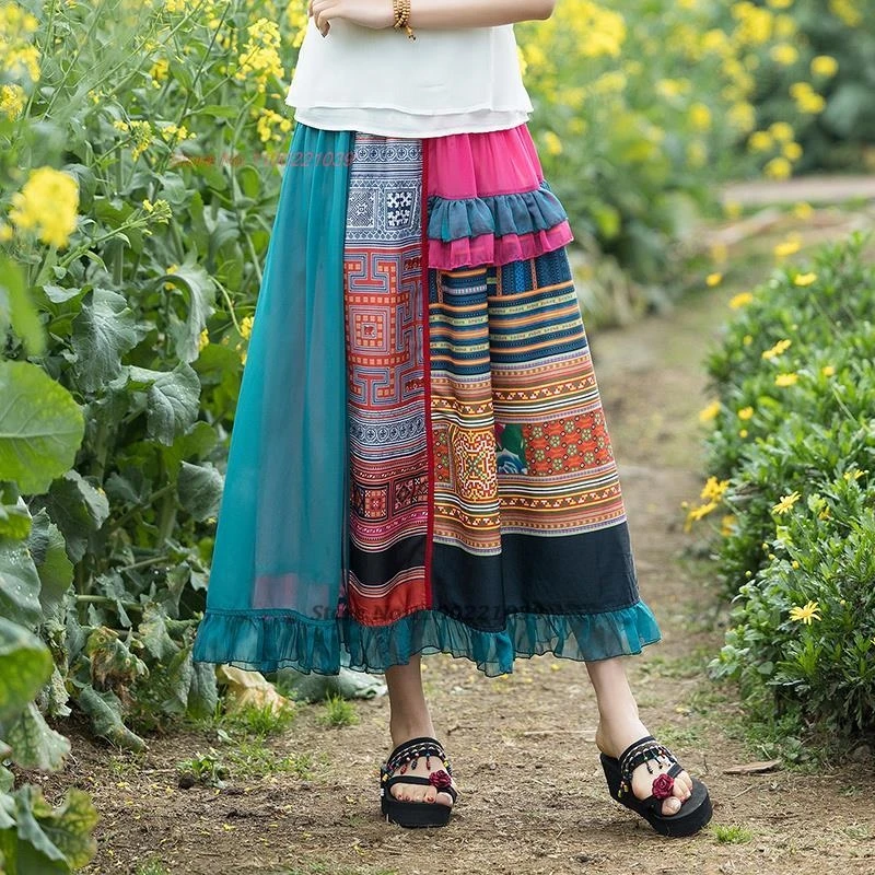 2025 chinese vintage skirt national flower print ethnic chiffon patchwork skirt oriental elastic waist folk a-line long skirt
2025 chinese vintage skirt national flower print ethnic chiffon patchwork skirt oriental elastic waist folk a-line long skirt