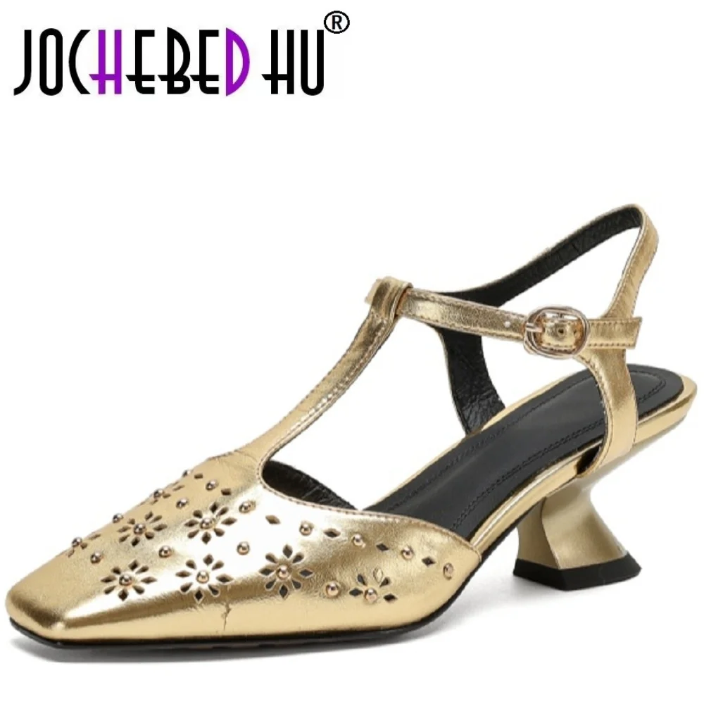 【JOCHEBED HU】Women's Handmade Genuine Leather Summer Hollow out Breathable Square Head Mid Heels Sandals 34-40
【JOCHEBED HU】Women's Handmade Genuine Leather Summer Hollow out Breathable Square Head Mid Heels Sandals 34-40