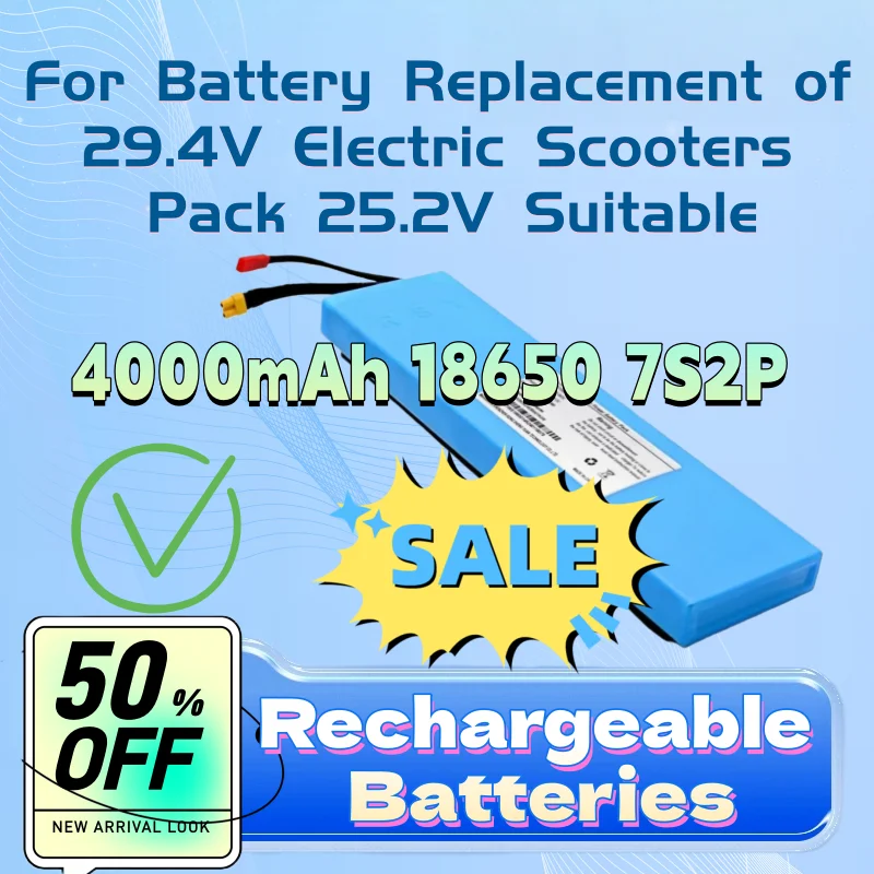4000mAh 18650 7S2P New Li-ion Rechargeable Battery for Battery Replacement of 29.4V Electric Scooters Pack 25.2V Suitable
4000mAh 18650 7S2P New Li-ion Rechargeable Battery for Battery Replacement of 29.4V Electric Scooters Pack 25.2V Suitable