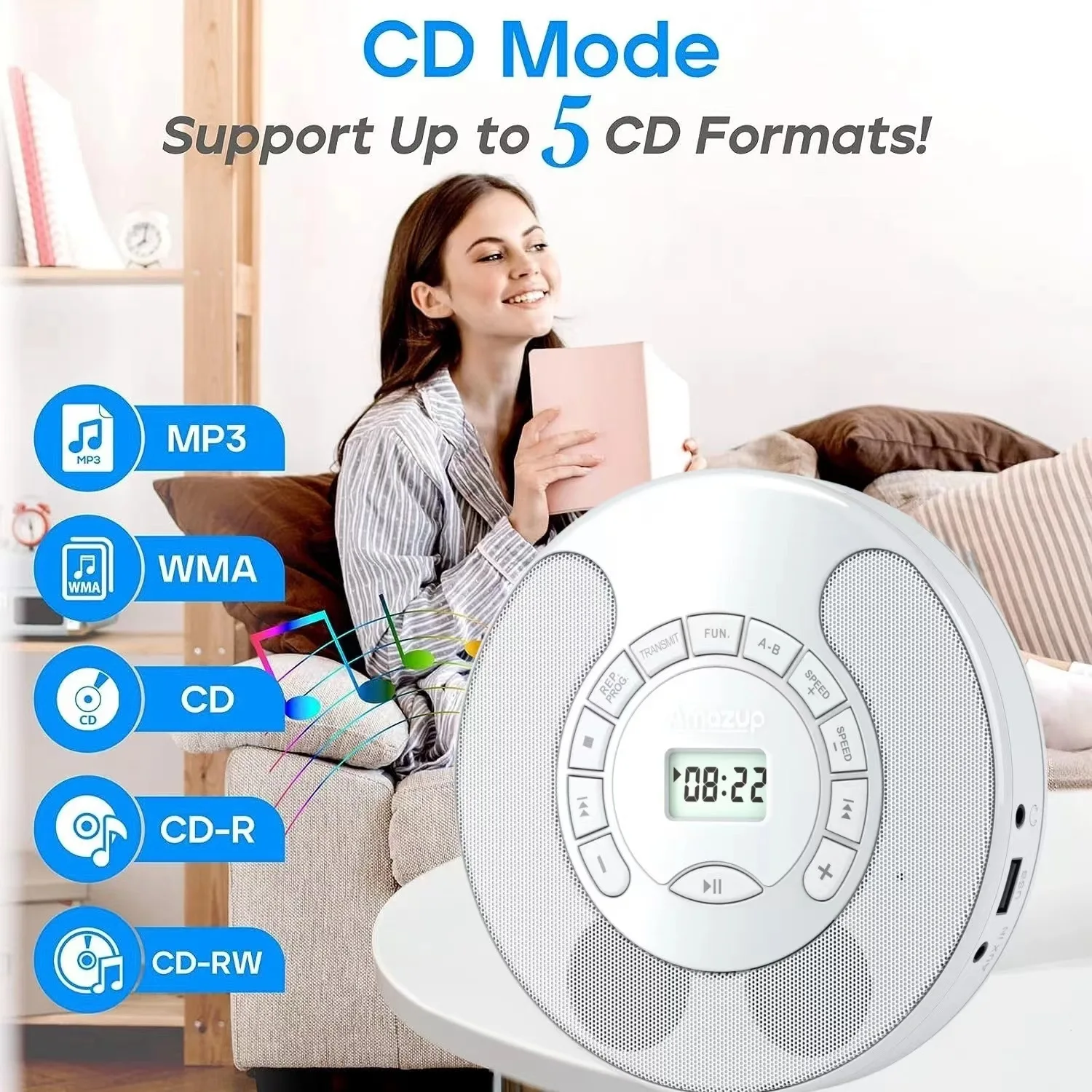 Bluetooth Portable CD Player Mutifunction Music Reading Study Dual Strereo Speaker Machine Adjustment Speed Mp3 For Student
Bluetooth Portable CD Player Mutifunction Music Reading Study Dual Strereo Speaker Machine Adjustment Speed Mp3 For Student