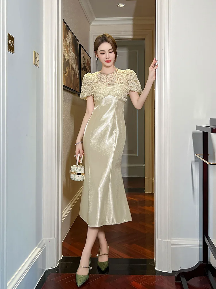 Celebrity Dress Women's Summer New Style Small Fragrance Style Petal Puff Sleeve Fishtail Dress
Celebrity Dress Women's Summer New Style Small Fragrance Style Petal Puff Sleeve Fishtail Dress