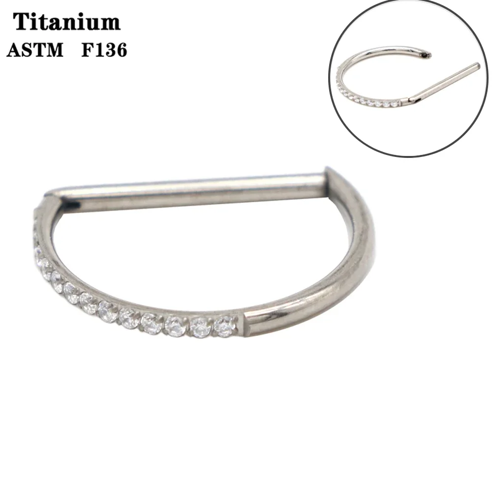 F136 Titanium D Shape Ring Septum Nose Clicker Zircon Segment Ring Piercing Ear Cartilage Tragus Helix Lip Stud
F136 Titanium D Shape Ring Septum Nose Clicker Zircon Segment Ring Piercing Ear Cartilage Tragus Helix Lip Stud