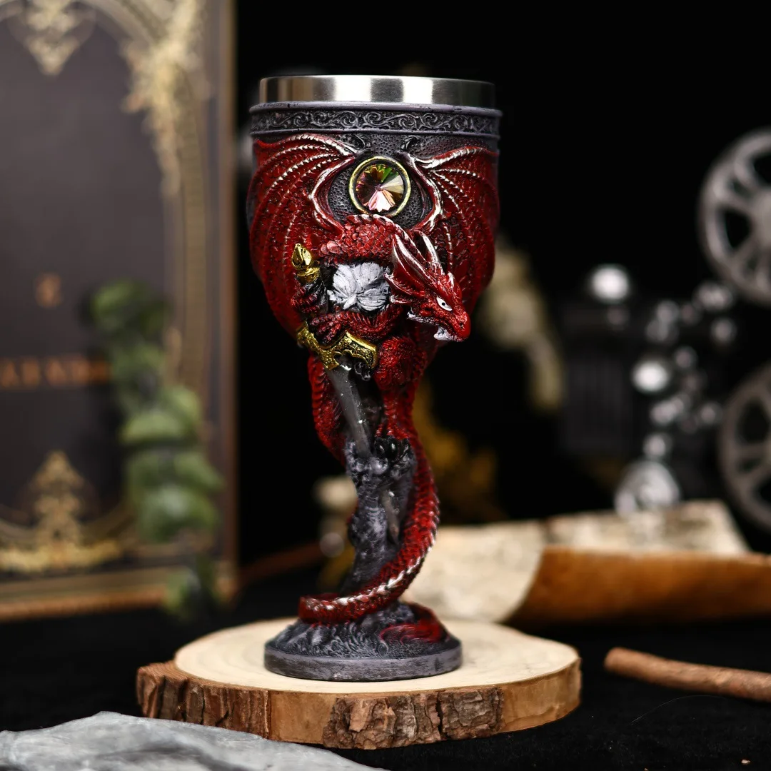 Silver Sword Dragon Wine Glass Medieval Resin Stainless Steel Goblet Chalice Cocktail Glasses Whiskey Cup Champagne Cups Barware
Silver Sword Dragon Wine Glass Medieval Resin Stainless Steel Goblet Chalice Cocktail Glasses Whiskey Cup Champagne Cups Barware