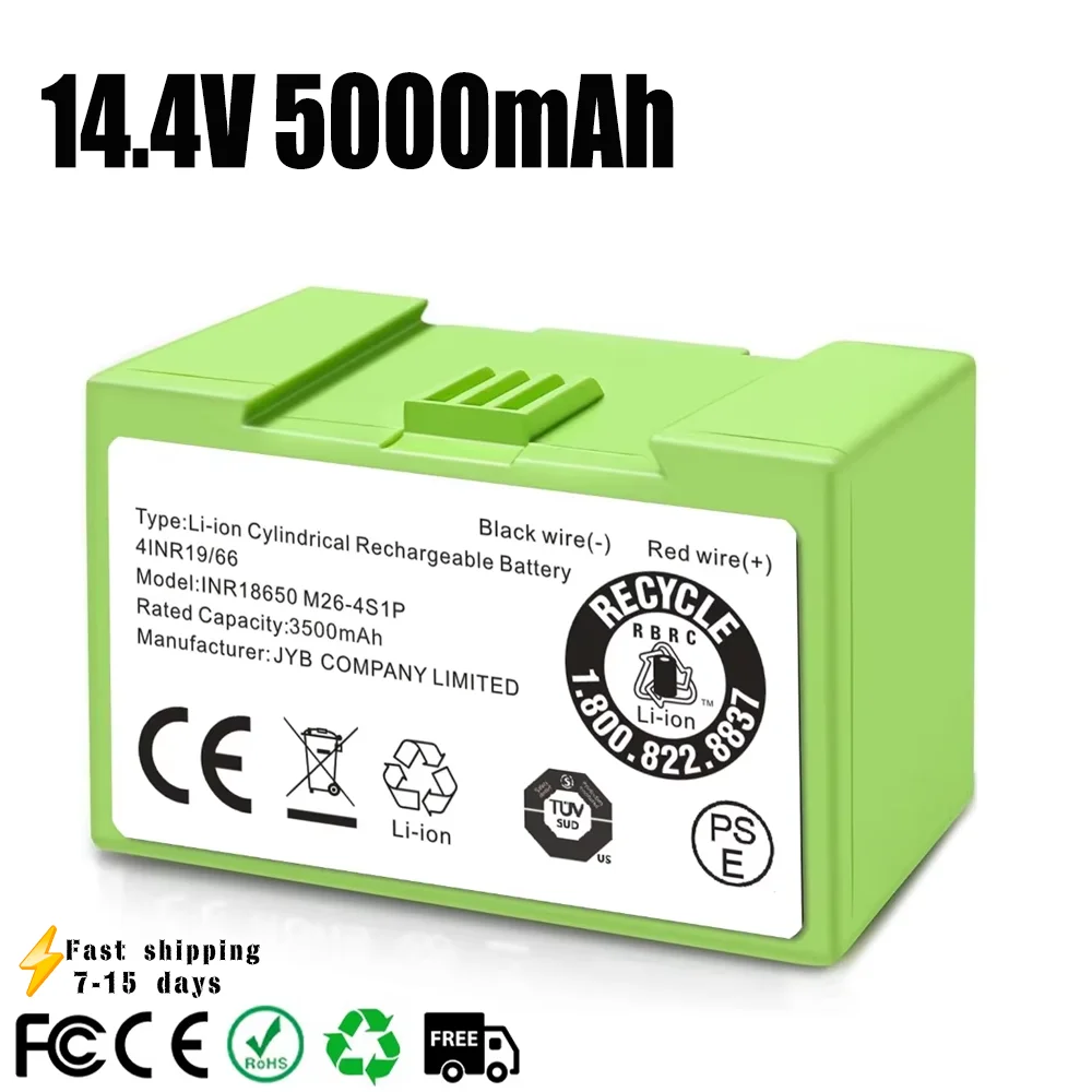 14.4V 3000mAh i7 Battery Replacement for iRobot Roomba e and i Series i7+ e5 7150 7550 i3 3150 i3+ 3550 i4 4150 i4 Accessories
14.4V 3000mAh i7 Battery Replacement for iRobot Roomba e and i Series i7+ e5 7150 7550 i3 3150 i3+ 3550 i4 4150 i4 Accessories