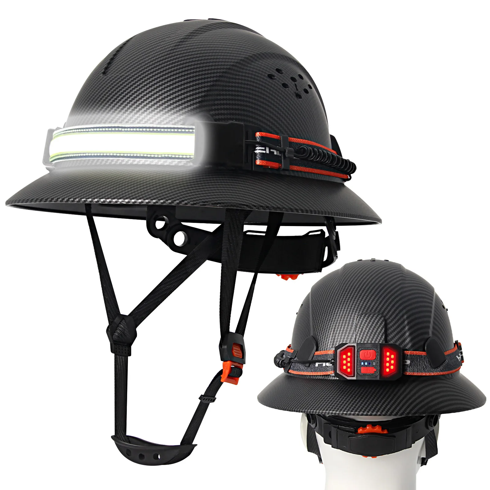 CE Full Brim Safety Helmets w/ Led Head Lamp and Taillight Anti-Collision Construction Engineer Hard Hat Breathable Work Cap
CE Full Brim Safety Helmets w/ Led Head Lamp and Taillight Anti-Collision Construction Engineer Hard Hat Breathable Work Cap