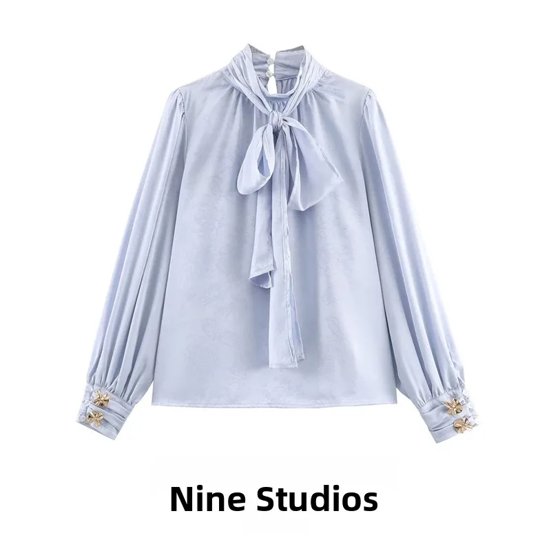 NINE ZAR Women's Long Sve irt Knot Decorated Embroidered Silk Satin Feel Loose Fit Comfortable Breathable
NINE ZAR Women's Long Sve irt Knot Decorated Embroidered Silk Satin Feel Loose Fit Comfortable Breathable