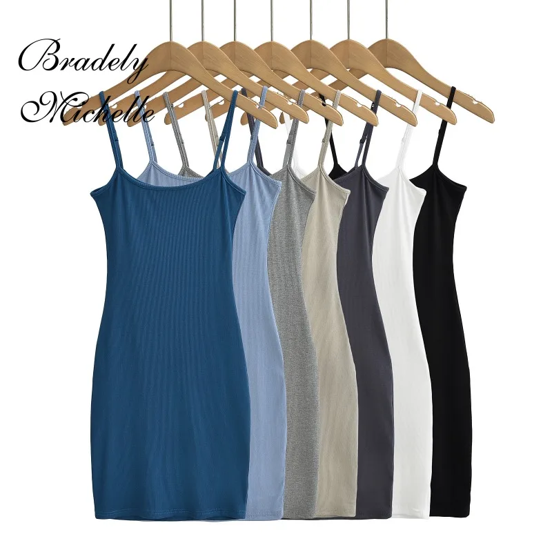 Summer Sling High Strecth Solid Color Mini Dresses for Women Sexy Dress Pullover Sleeveless Bodycon Short Dresses
Summer Sling High Strecth Solid Color Mini Dresses for Women Sexy Dress Pullover Sleeveless Bodycon Short Dresses