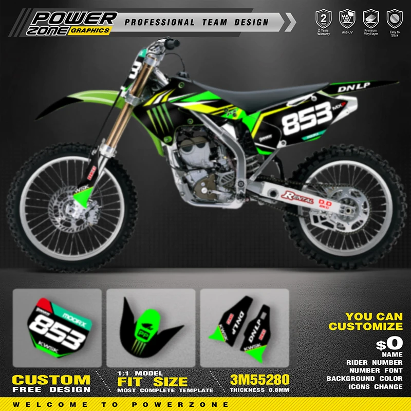 PowerZone Custom Team Graphics Decals Stickers Kit For kawasaki KXF250 2004 2005 KX250F Protector Sticker Customize 05
PowerZone Custom Team Graphics Decals Stickers Kit For kawasaki KXF250 2004 2005 KX250F Protector Sticker Customize 05