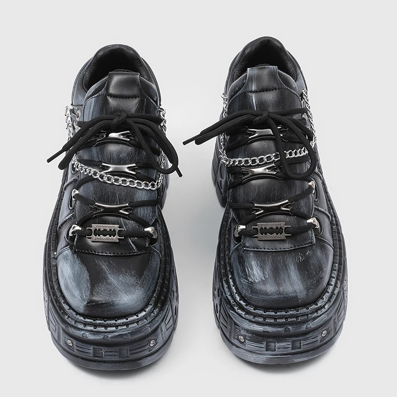 Men New Thick Sole Height Increasing Metal Punk Style Thick Sole Graffiti Chain Decoration Niche Fashion Cool Shoes
Men New Thick Sole Height Increasing Metal Punk Style Thick Sole Graffiti Chain Decoration Niche Fashion Cool Shoes