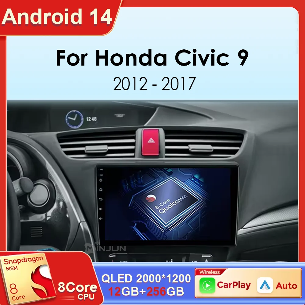 Carplay Android 14 Car Radio for Honda CIVIC 9 2012-2017 Qualcomm mulitmedia Video player Autoradio GSP Navigation Stereo screen
Carplay Android 14 Car Radio for Honda CIVIC 9 2012-2017 Qualcomm mulitmedia Video player Autoradio GSP Navigation Stereo screen