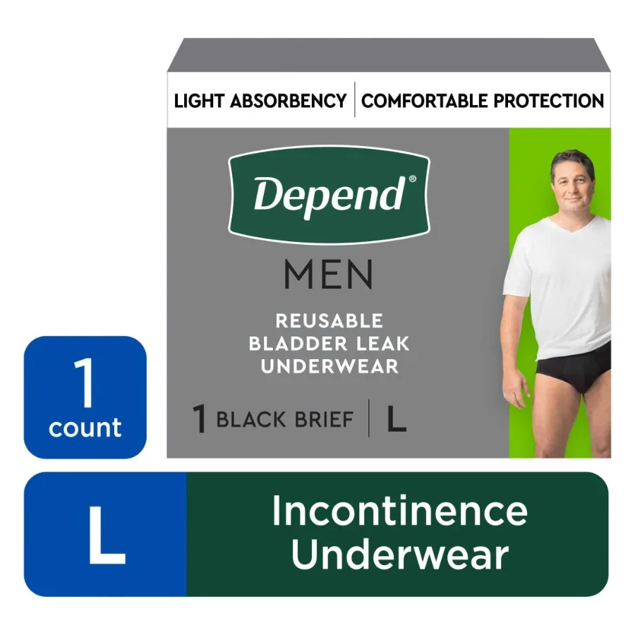 Washable Adult Incontinence Underwear for Men, Reusable, Light Absorbency, Large, Black, 1 Count
Washable Adult Incontinence Underwear for Men, Reusable, Light Absorbency, Large, Black, 1 Count