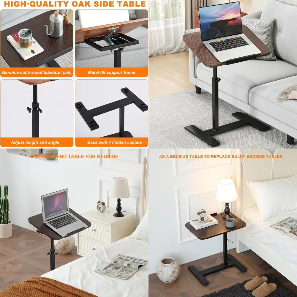 Adjustable Height Walnut C-Shaped Side Table with Swivel & Wheels, Under-Couch Laptop Stand for TV, Dinner, Coffee or Sofa/Bed U
Adjustable Height Walnut C-Shaped Side Table with Swivel & Wheels, Under-Couch Laptop Stand for TV, Dinner, Coffee or Sofa/Bed U
