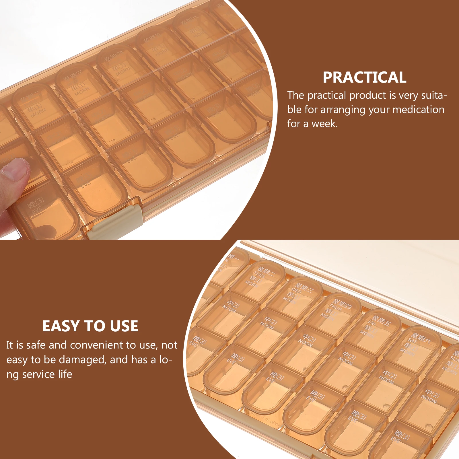 Portable Medicine Box Food Grade Plastic Pill Organizer 7-Day Storage Case Compact Design Daily Pills Holder Travel Container
Portable Medicine Box Food Grade Plastic Pill Organizer 7-Day Storage Case Compact Design Daily Pills Holder Travel Container