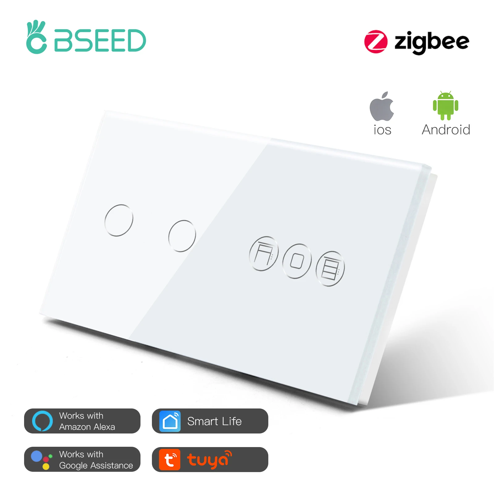 Умный сенсорный выключатель BSEED Zigbee для рулонного затвора, электрические жалюзи, интеллектуальные выключатели света, Поддержка приложения Tuya Smart Life, Alexa
Умный сенсорный выключатель BSEED Zigbee для рулонного затвора, электрические жалюзи, интеллектуальные выключатели света, Поддержка приложения Tuya Smart Life, Alexa