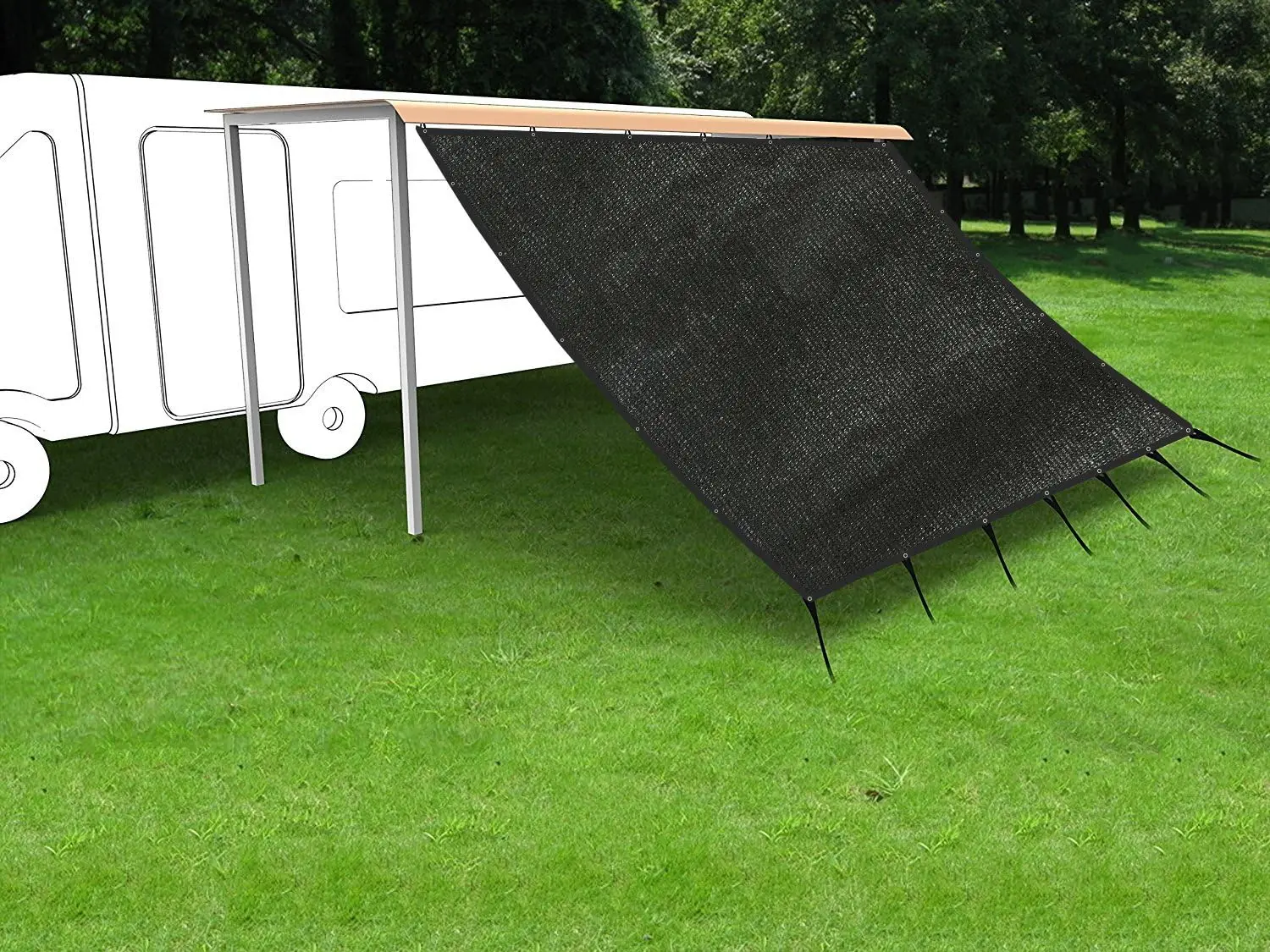 8x10ft RV Awning Shade with 90% Privacy Screen Free Kit, Black
8x10ft RV Awning Shade with 90% Privacy Screen Free Kit, Black