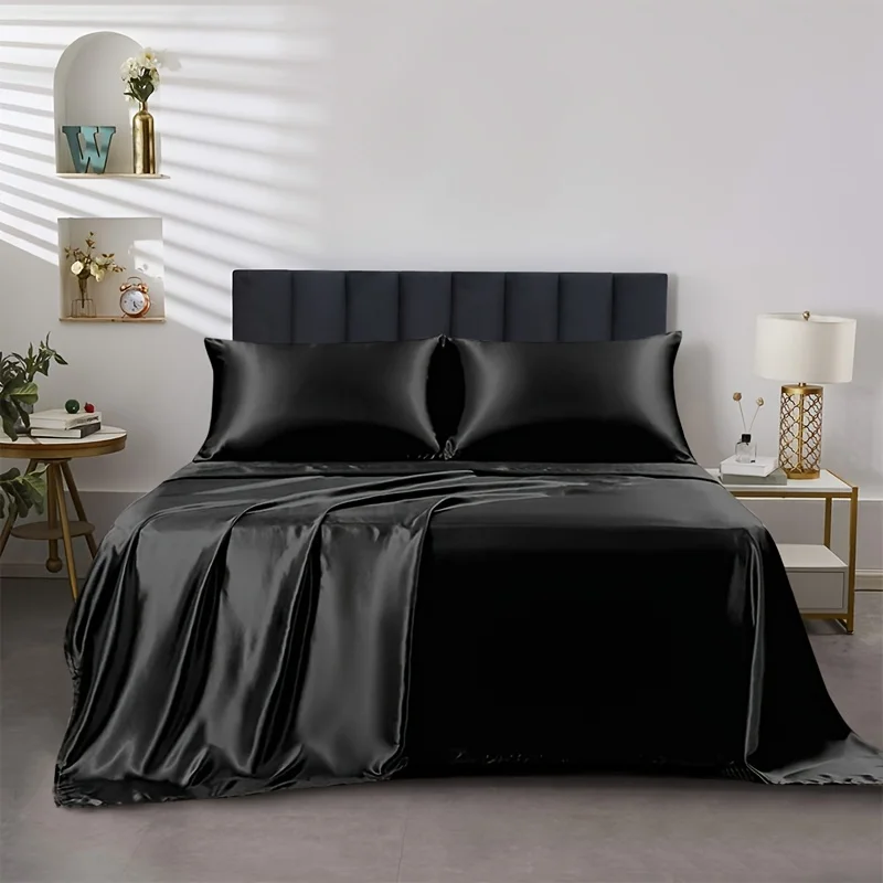 4pcs Simulation Silk Solid Fitted Sheet, 1pc Fitted Sheet & 1pc Flat Sheet & 2pcs Pillowcases, Twin/Full/Queen/King
4pcs Simulation Silk Solid Fitted Sheet, 1pc Fitted Sheet & 1pc Flat Sheet & 2pcs Pillowcases, Twin/Full/Queen/King