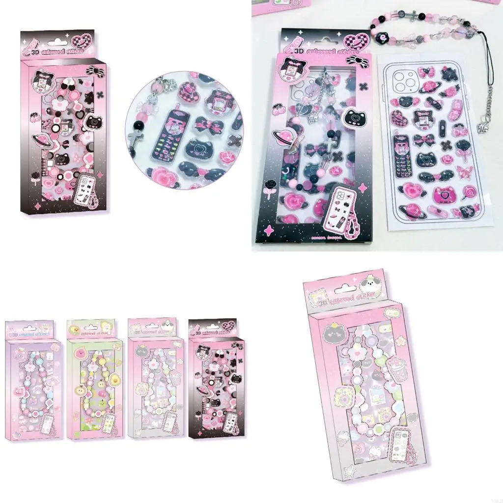 Y5LB Decorative Sticker Phone Chain Charm Set Embossed PVC/PET Sticker for Scrapbook
Y5LB Decorative Sticker Phone Chain Charm Set Embossed PVC/PET Sticker for Scrapbook