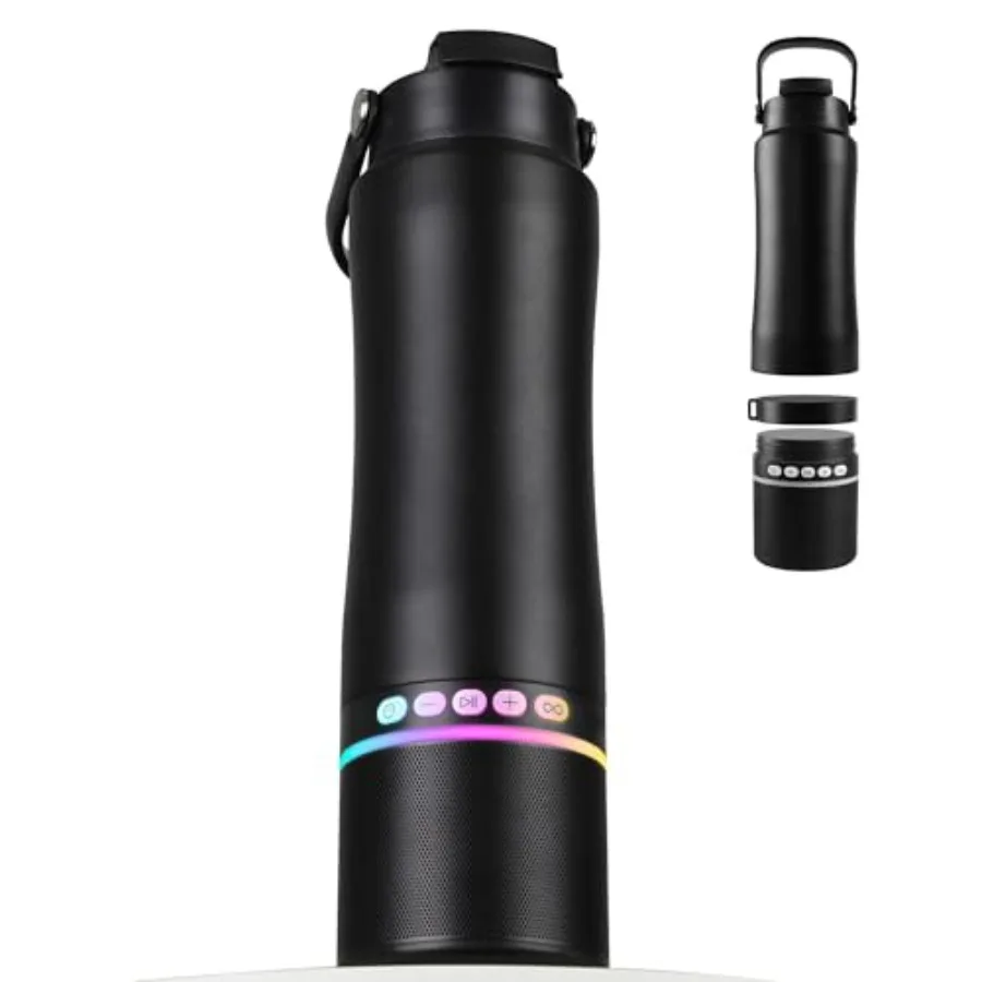 Water Bottle with Portable tooth Speaker - Modular Insulated Water Bottles w/Handle BT5.3 TWS Pairing Speaker and Stainless Ste
Water Bottle with Portable tooth Speaker - Modular Insulated Water Bottles w/Handle BT5.3 TWS Pairing Speaker and Stainless Ste