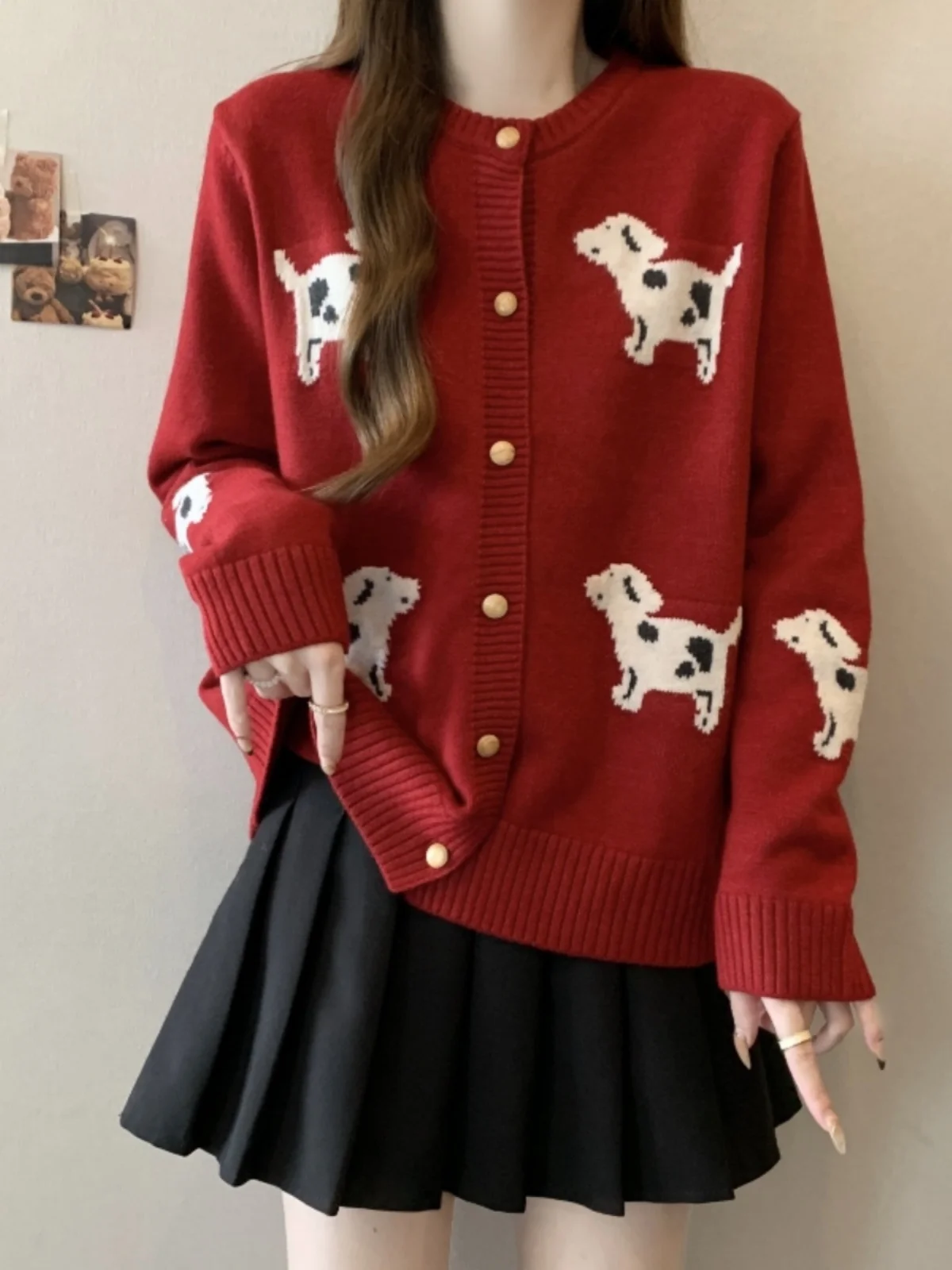 Red Doggies Knitted Sweater Coat Women's Fashionable Spring Autumn Thickened Warm Long Sleeve round Neck Cardigan Knitwear
Red Doggies Knitted Sweater Coat Women's Fashionable Spring Autumn Thickened Warm Long Sleeve round Neck Cardigan Knitwear