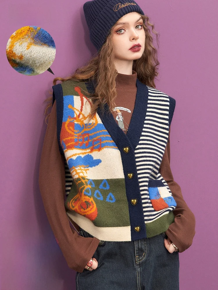 Elfsa Women's Knitted Vest Casual Sle Outerwear Winter Design V-Ne Buttoned Polyester Fabric Faionable Worn outside
Elfsa Women's Knitted Vest Casual Sle Outerwear Winter Design V-Ne Buttoned Polyester Fabric Faionable Worn outside