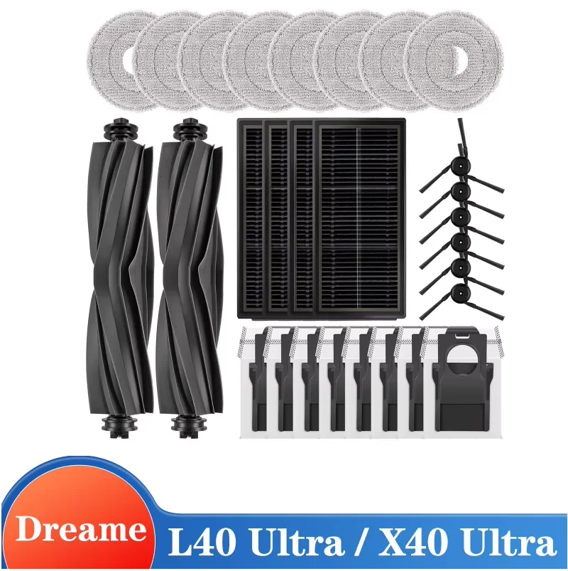 For Dreame L40 ultra / X40 Ultra Robot Vacuum Replacement Dust Bags Mop Main Side Brushes Cloths HEPA Filters Spare Parts
For Dreame L40 ultra / X40 Ultra Robot Vacuum Replacement Dust Bags Mop Main Side Brushes Cloths HEPA Filters Spare Parts