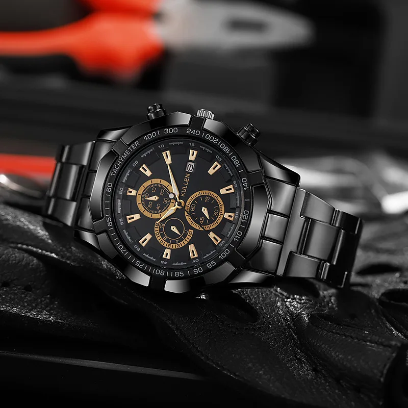 Деловые модные часы с тремя глазами и кварцевым стальным ремешком со смешанной шкалой
Деловые модные часы с тремя глазами и кварцевым стальным ремешком со смешанной шкалой