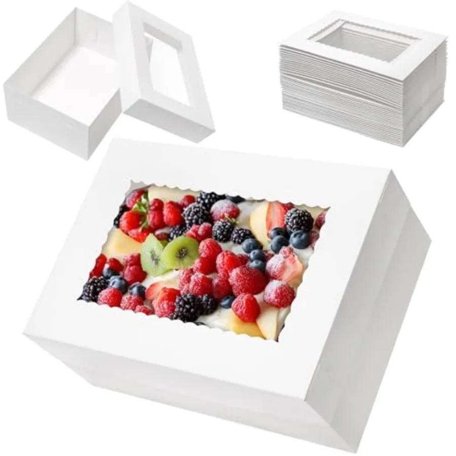 25pcs Cake Boxes with Window Rectangle Quarter Sheet Bakery Boxes for Pastry Baking Cake Cupcakes Donuts Cookies Pie Treat Pack
25pcs Cake Boxes with Window Rectangle Quarter Sheet Bakery Boxes for Pastry Baking Cake Cupcakes Donuts Cookies Pie Treat Pack