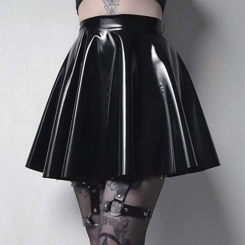 Women Black Leather Pleated Skater Skirt Solid Color Short Casual Stretch PVC A-Line Mini Skirts Nightclub Party Sexy Summer2023
Women Black Leather Pleated Skater Skirt Solid Color Short Casual Stretch PVC A-Line Mini Skirts Nightclub Party Sexy Summer2023