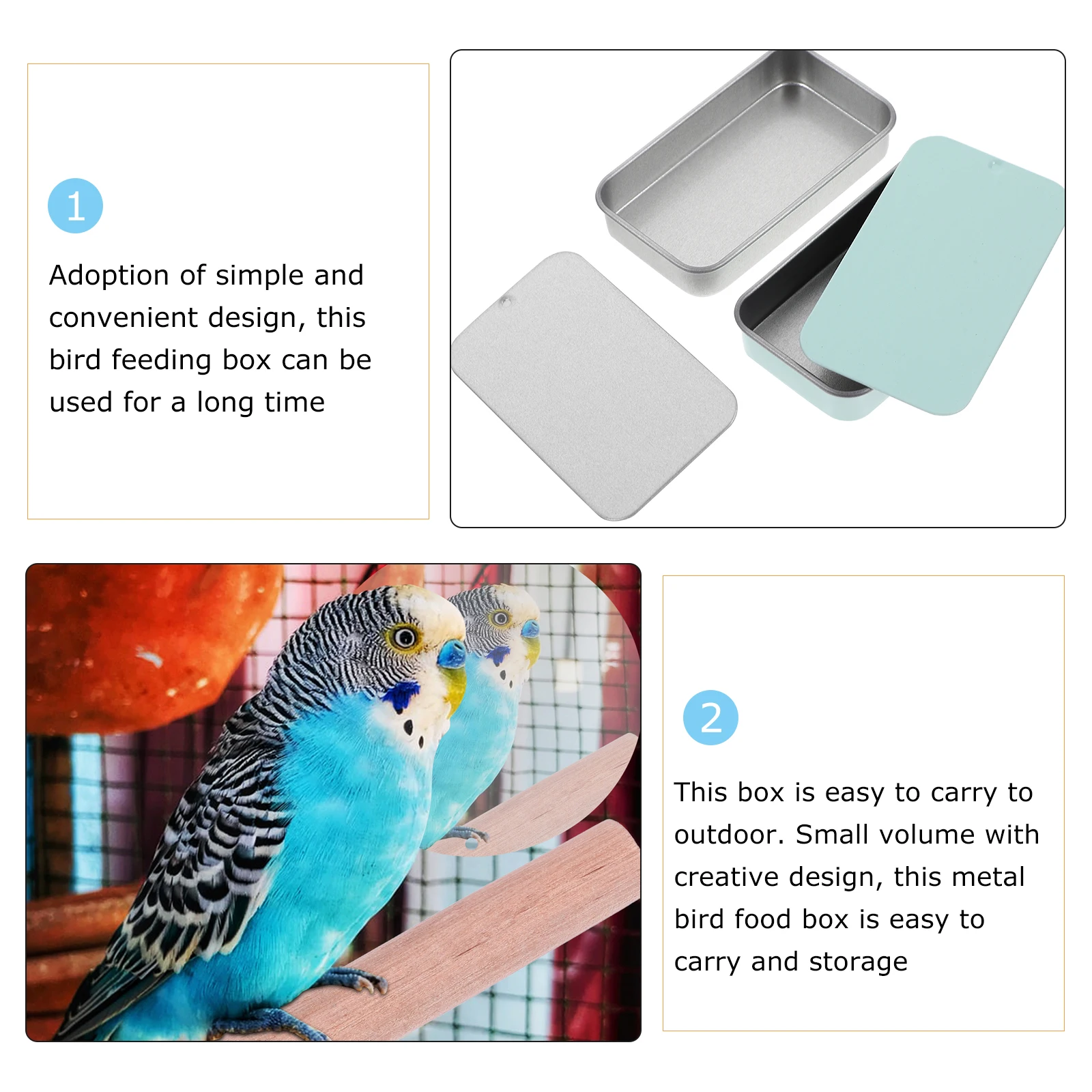 2pcs Bird Training Feeder Box Metal Food Container Outdoor Waterproof Leakproof Push Pull Design for Parrots Feeding Tool Bird
2pcs Bird Training Feeder Box Metal Food Container Outdoor Waterproof Leakproof Push Pull Design for Parrots Feeding Tool Bird