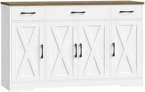 Buffet Cabinet with Drawers, 55" Large Sideboard Buffet Storage Cabinet with Shelves and Doors, Modern Farmhouse Coffee
Buffet Cabinet with Drawers, 55" Large Sideboard Buffet Storage Cabinet with Shelves and Doors, Modern Farmhouse Coffee