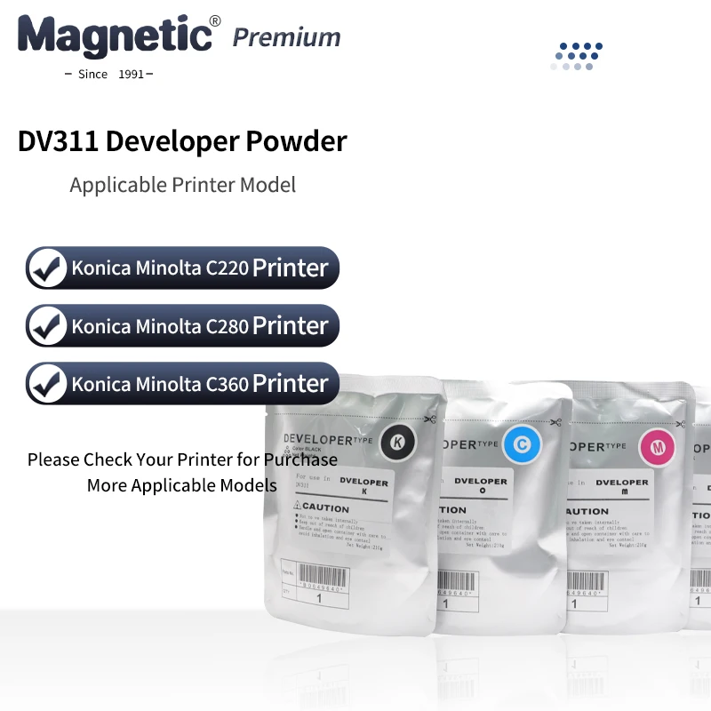 1PC DV311 DV 311 Developer Powder Compatible for Konica Minolta C220 C360 C280 C 220 360 280 High Quality Powder 210g/bag 4Color
1PC DV311 DV 311 Developer Powder Compatible for Konica Minolta C220 C360 C280 C 220 360 280 High Quality Powder 210g/bag 4Color
