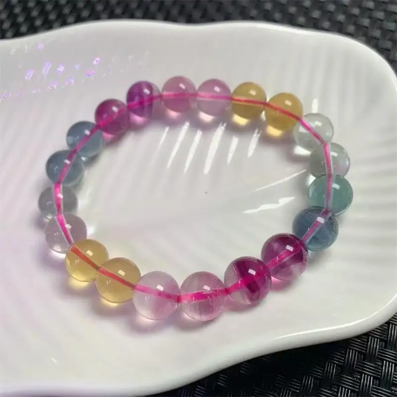 9.6MM Natural Colored Fluorite Bracelet Healing Handmade Crystal Jewelry Stretch Bangle Birthday Gift 1pcs
9.6MM Natural Colored Fluorite Bracelet Healing Handmade Crystal Jewelry Stretch Bangle Birthday Gift 1pcs
