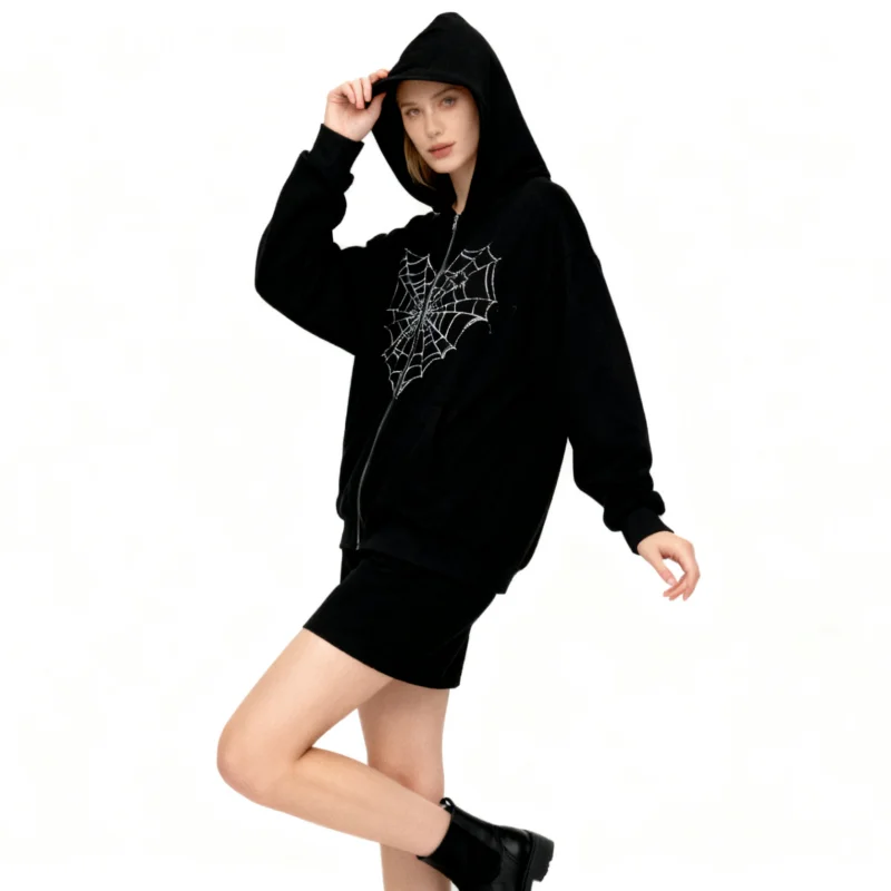 Унисекс готический топ с паутиной и стразами, на молнии, с длинными рукавами, свободного кроя, повседневный, уличный стиль
Унисекс готический топ с паутиной и стразами, на молнии, с длинными рукавами, свободного кроя, повседневный, уличный стиль