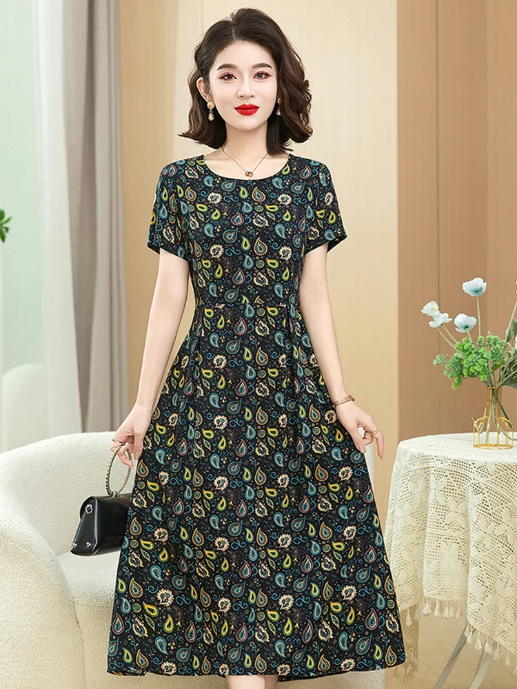 Summer Hit Large Size Women's Short Sleeve Floral Print Cotton Silk Dress High Waist A-Line Skirt Soft Non-Elastic Comfortabl...
Summer Hit Large Size Women's Short Sleeve Floral Print Cotton Silk Dress High Waist A-Line Skirt Soft Non-Elastic Comfortabl...