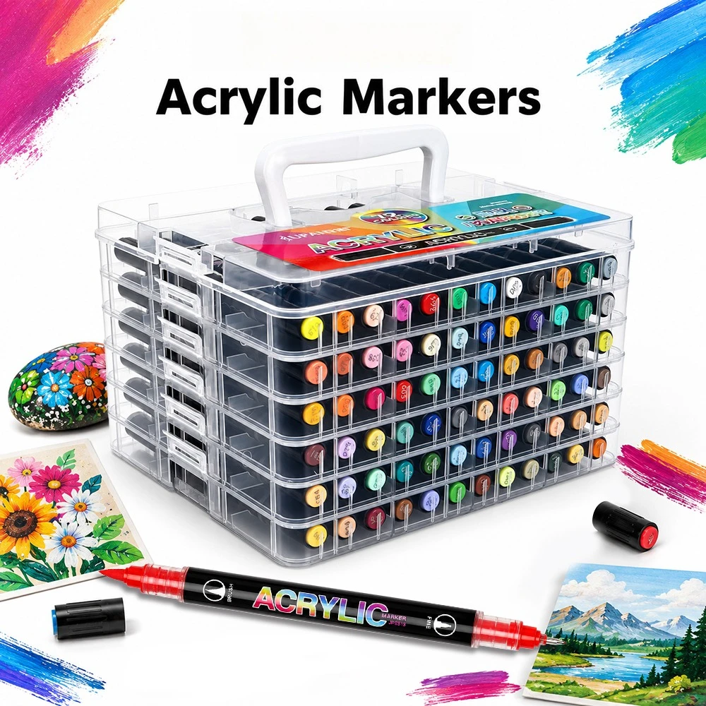 12/24/36/48/60/72 Dual Tip Acrylic Marker Set Professional Painting Artistic Creation DIY Craft Canvas Stone Decoration Art Tool
12/24/36/48/60/72 Dual Tip Acrylic Marker Set Professional Painting Artistic Creation DIY Craft Canvas Stone Decoration Art Tool