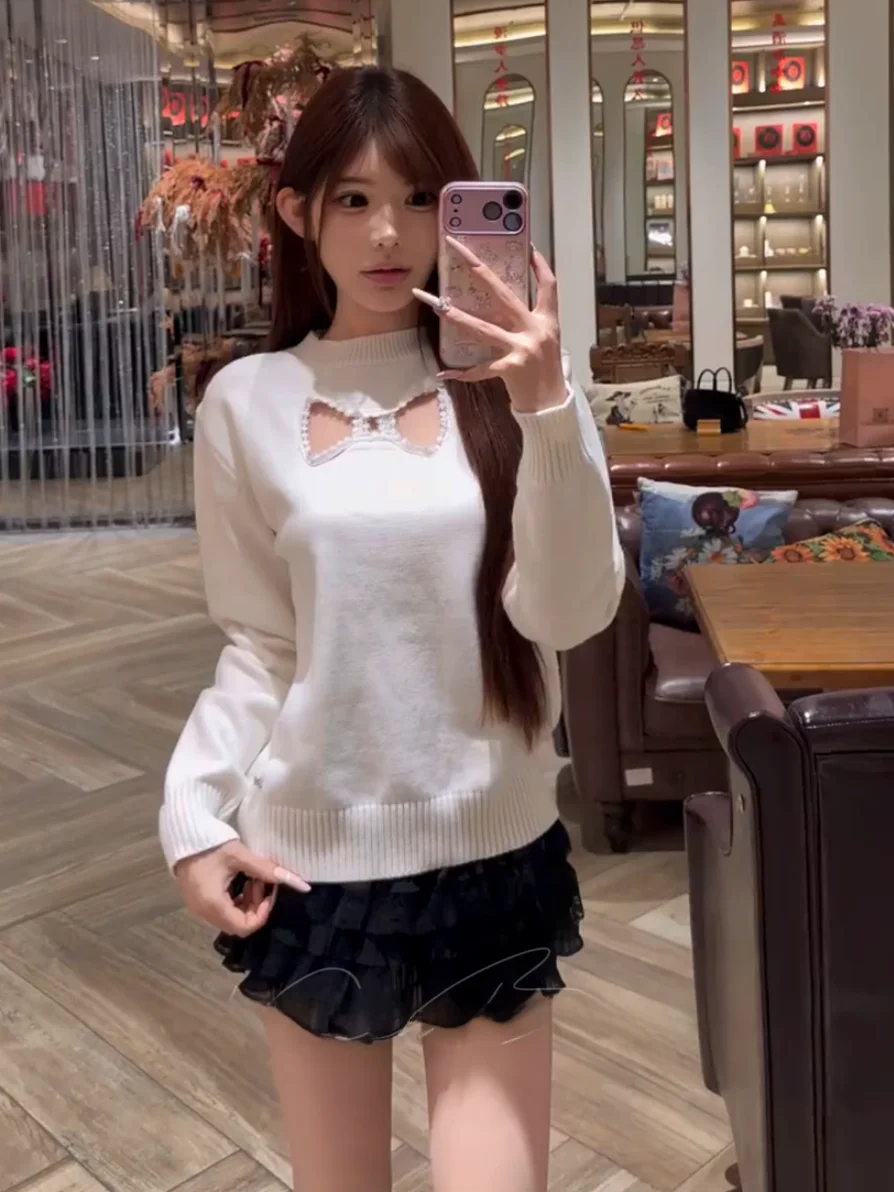 Sweet Knot Hollow out Knitted Sweater Women's Autumn Winter Elegant Pure Desire Match All Long Sleeve Base Top
Sweet Knot Hollow out Knitted Sweater Women's Autumn Winter Elegant Pure Desire Match All Long Sleeve Base Top