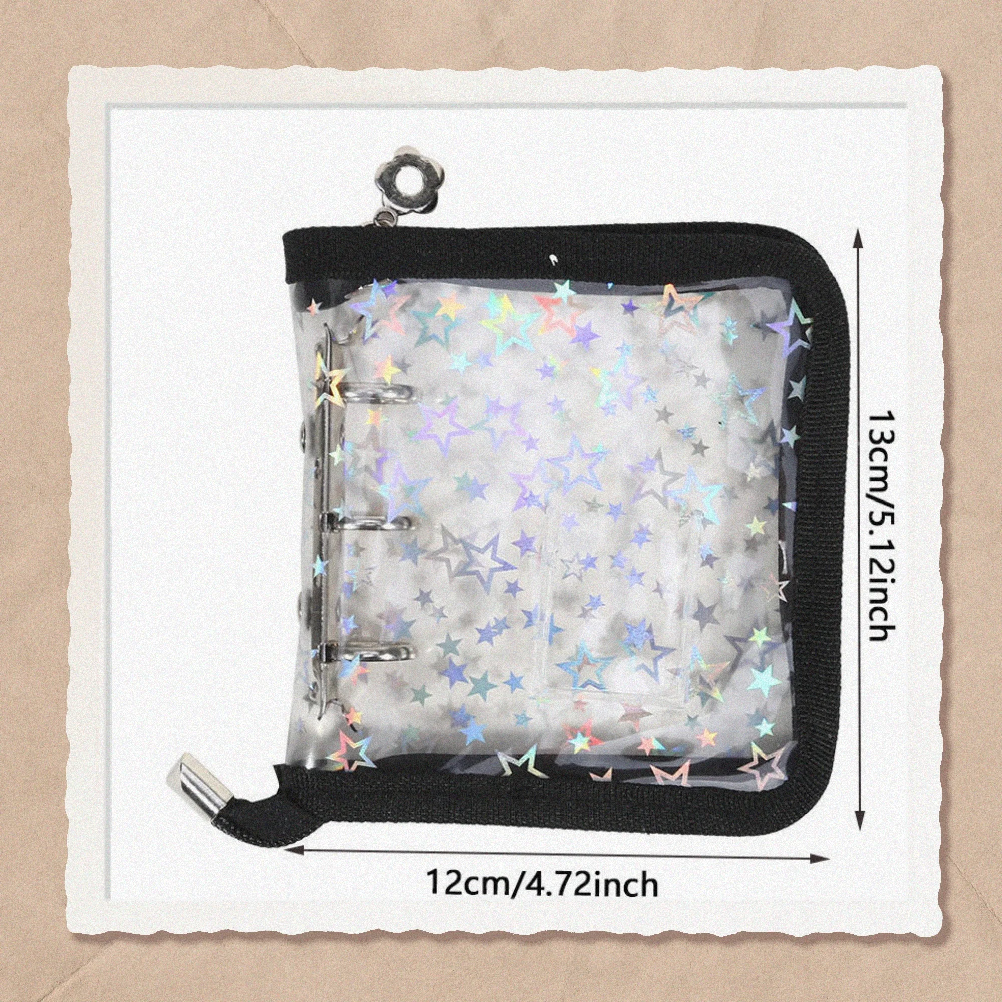 Mini 3 Holes Laser Stars Binder Cover Metal Zipper DIY Collect Book 20pcs Sleeves For Postcards Idol Kpop Cards Photo Album
Mini 3 Holes Laser Stars Binder Cover Metal Zipper DIY Collect Book 20pcs Sleeves For Postcards Idol Kpop Cards Photo Album