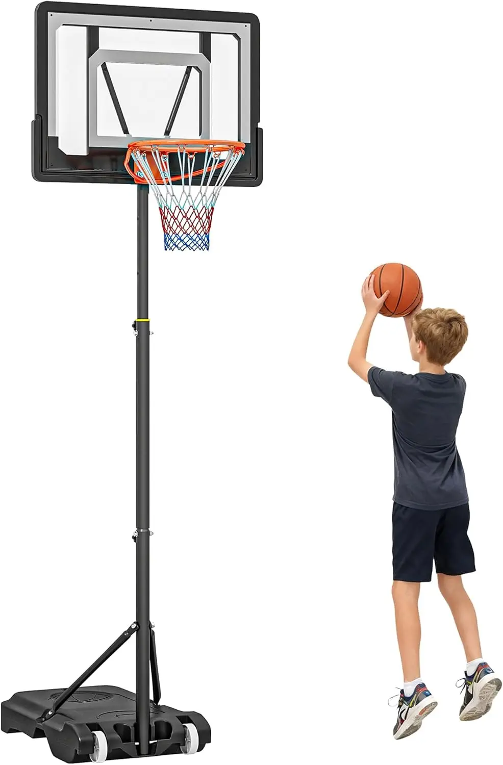 Portable Basketball Hoop, Height Adjustable 5-7ft, 33in Backboard, Indoor Outdoor
Portable Basketball Hoop, Height Adjustable 5-7ft, 33in Backboard, Indoor Outdoor