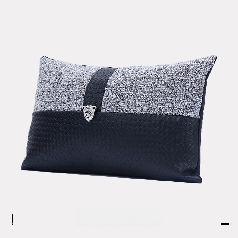Modern Luxury Cushion Cover Leopard Buckle Pillow case Craftsmanship Black Leather Waist Pillow Cover
Modern Luxury Cushion Cover Leopard Buckle Pillow case Craftsmanship Black Leather Waist Pillow Cover