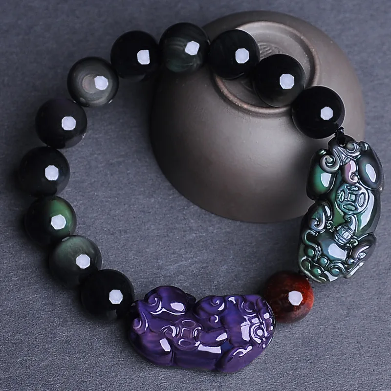 Factory Natural Tigereye Color Eye Double Pixiu 12mm Obsidian Bracelet Couple Style
Factory Natural Tigereye Color Eye Double Pixiu 12mm Obsidian Bracelet Couple Style