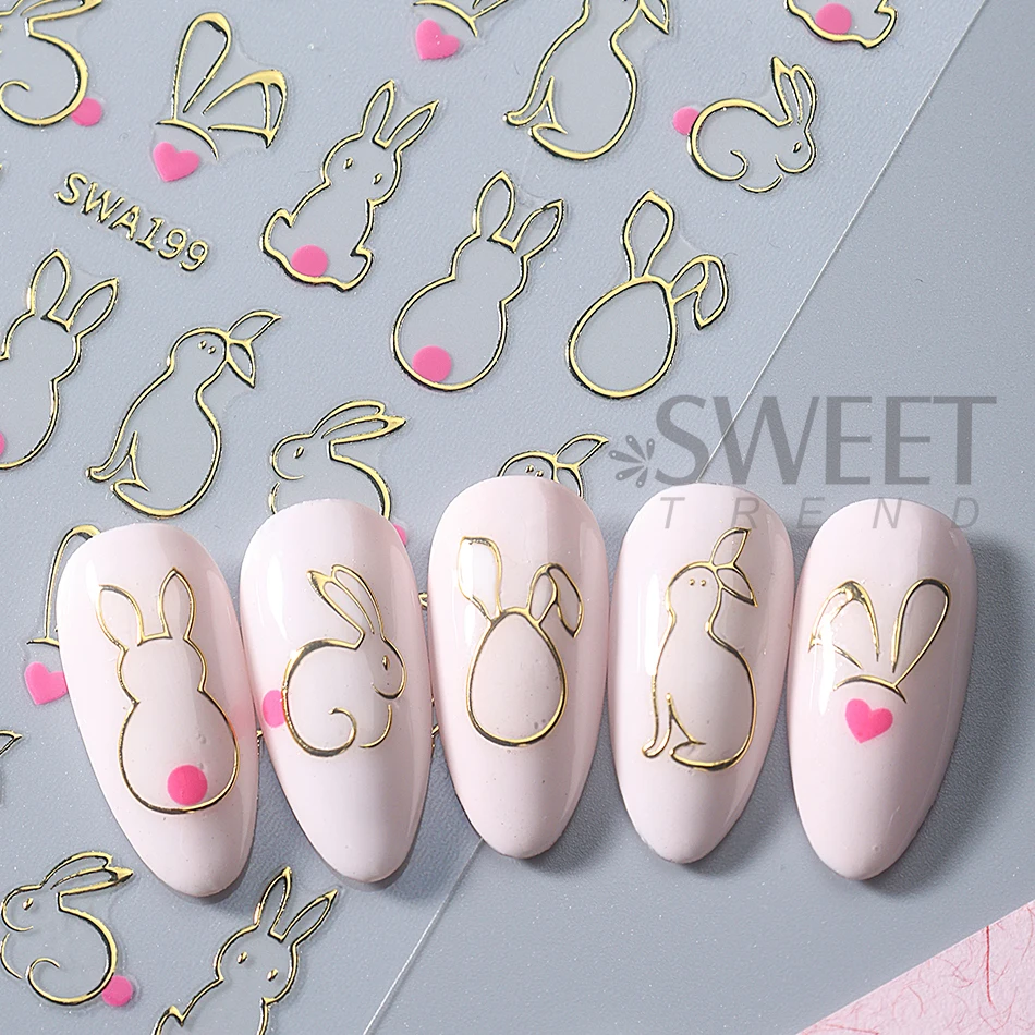 2pcs Easter Nail Stickers Hot Stamping Golden/Silvery Cute Rabbit Pink Heart Self Adhesive Nail Decals DIY Spring Manicure Decor
2pcs Easter Nail Stickers Hot Stamping Golden/Silvery Cute Rabbit Pink Heart Self Adhesive Nail Decals DIY Spring Manicure Decor