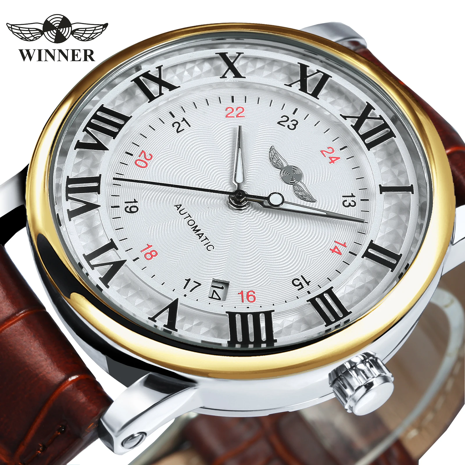 WINNER Automatic Watch for Men Fashion Calendar Luminous Hands Classic Business Mechanical Watches Casual Leather Strap Clock
WINNER Automatic Watch for Men Fashion Calendar Luminous Hands Classic Business Mechanical Watches Casual Leather Strap Clock
