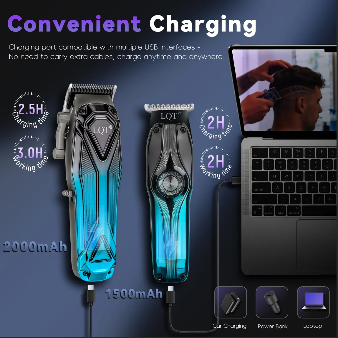 LQT 2pcs Men's Cordless Electric Hair Clipper Set: Clippers/Trimmer, USB Charging — Father's Day Gift, Birthday Gift
LQT 2pcs Men's Cordless Electric Hair Clipper Set: Clippers/Trimmer, USB Charging — Father's Day Gift, Birthday Gift