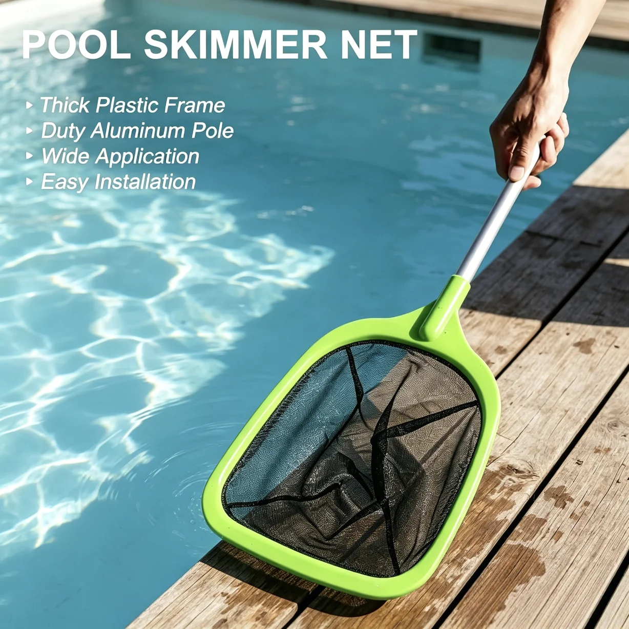 Pool Leaf Skimmer Net with Metal Pole Fine Debris Rake for Pools Spas Hot Tubs Cleaning Accessory
Pool Leaf Skimmer Net with Metal Pole Fine Debris Rake for Pools Spas Hot Tubs Cleaning Accessory