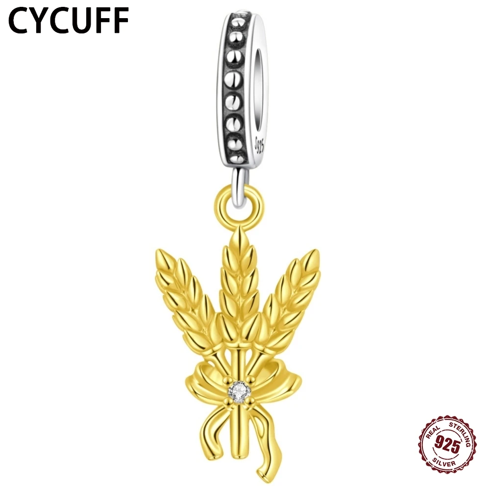 CYCUFF настоящее серебро 925 пробы для женского браслета, золотой кулон в виде пшеничных ушей, бусины, изысканные ювелирные изделия на день рождения, сделай сам, изготовление подарков
CYCUFF настоящее серебро 925 пробы для женского браслета, золотой кулон в виде пшеничных ушей, бусины, изысканные ювелирные изделия на день рождения, сделай сам, изготовление подарков