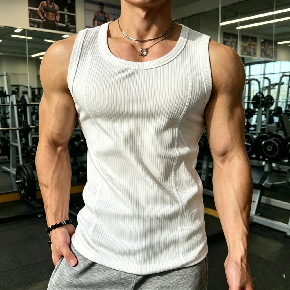 Four Seasons Men's Cotton Tank Tops striped Sleeveless Thin Vest Young Men's Sports Fitness Slim Vest Middle-aged Basic Shirt
Four Seasons Men's Cotton Tank Tops striped Sleeveless Thin Vest Young Men's Sports Fitness Slim Vest Middle-aged Basic Shirt