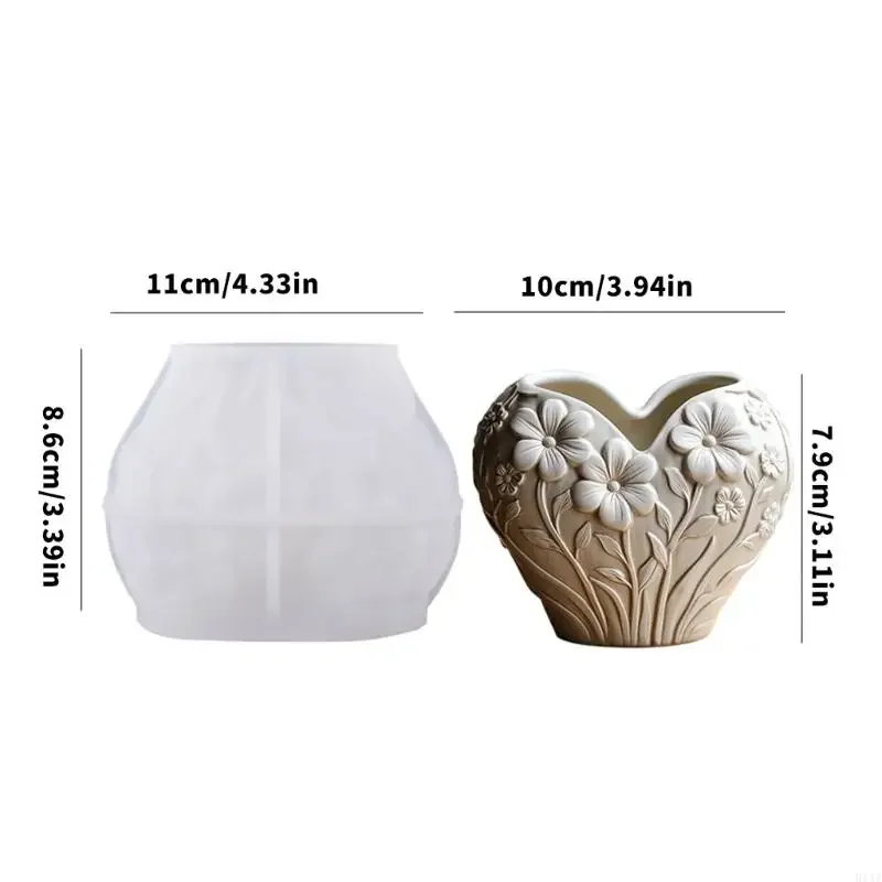 Flower Pattern Heart Shaped Planter Mold, Handmade Vase Making Silicone Mould Household Ornament Craft Tool
Flower Pattern Heart Shaped Planter Mold, Handmade Vase Making Silicone Mould Household Ornament Craft Tool